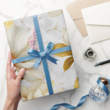 Luxe Gouden Magnolia Parel Watercolor Patroon