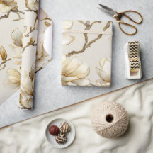 Luxe Gouden Magnolia Parel Watercolor Patroon