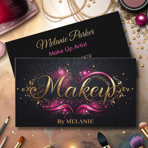 Luxe gouden make-up roze trendy elegant zwart visitekaartje