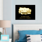 luxe gouden Manama skyline lengtegraad breedtegraa Folie Afdrukken (Insitu (Slaapkamer))