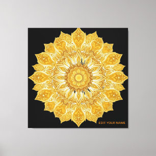 Luxe Gouden Mandala Bloem Zon Canvas Afdruk