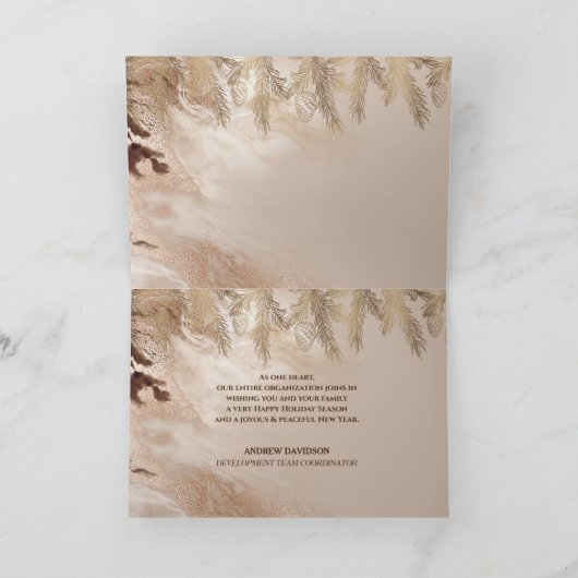 Luxe Gouden Marmer Dennen Moderne Zakelijke Feestdagen Kaart (Binnen)