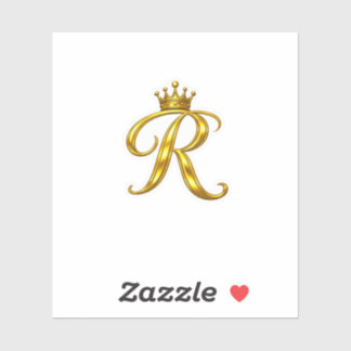 Luxe Gouden Monogram Letter R Koninklijke Kroon St Sticker