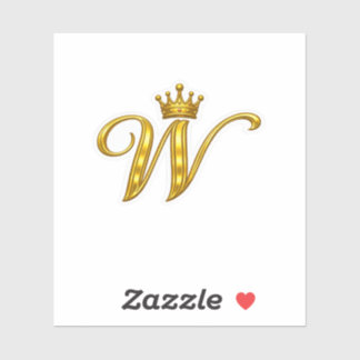 Luxe Gouden Monogram Letter W Koninklijke Kroon St Sticker