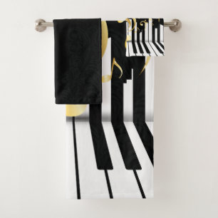 Luxe gouden muziek piano toetsen bad handdoek