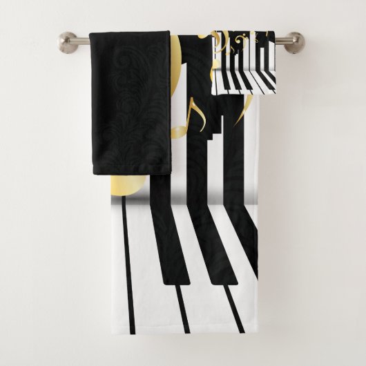 Luxe gouden muziek piano toetsen bad handdoek (Insitu)
