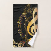 Luxe gouden muzieknoot sierlijk bad handdoek (Handdoek)