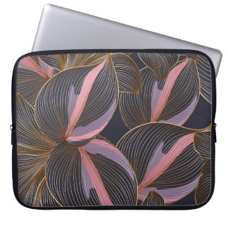 Luxe gouden naadloze florale achtergrond met trop laptop sleeve