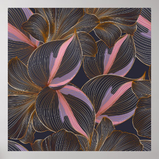 Luxe gouden naadloze florale achtergrond met trop poster