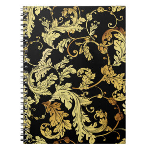 Luxe gouden naadloze patronen. Floral backgrondp Notitieboek