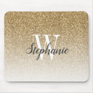 Luxe Gouden Ombre Nep Glitter Monogram Muismat