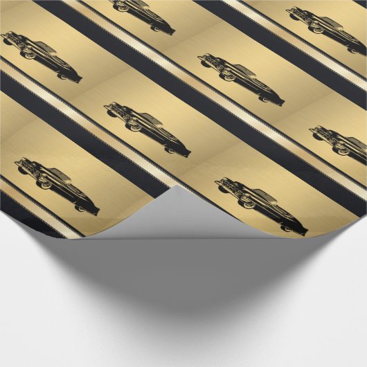 luxe gouden oude auto op maat cadeaupapier (Hoek)
