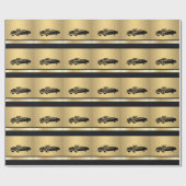 luxe gouden oude auto op maat cadeaupapier (Vlak)