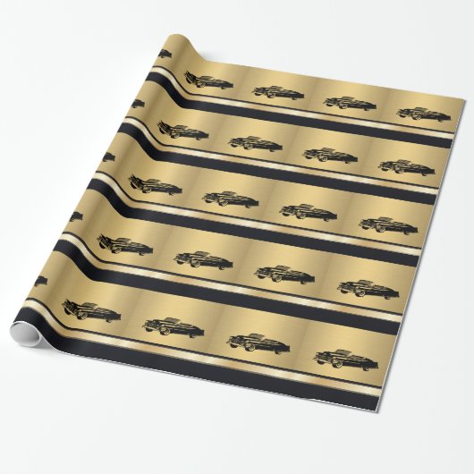 luxe gouden oude auto op maat cadeaupapier (Uitgerold)