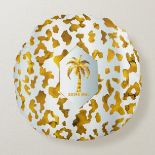 Luxe Gouden Palm Safari Chic Decoratief Rond Kussen