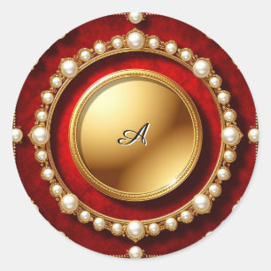 Luxe gouden parel lijst met cirkelvormig medaillon ronde sticker