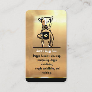 Luxe Gouden Pet Sitter Hond Walker Groomer Visitekaartje