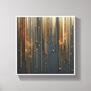 Luxe Gouden Regen - Glanzende Metallic Strings a Canvas Afdruk