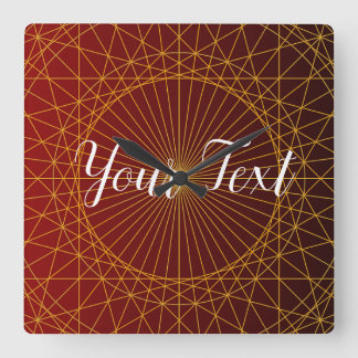 luxe gouden rode gradiënt mandala Wall Clock Vierkante Klok