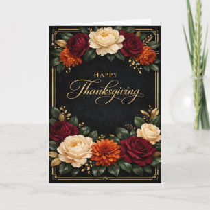 Luxe gouden schrift Thanksgiving bloemontwerp Feestdagen Kaart