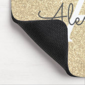 Luxe Gouden Sparkle Glitter Monogram Naam Mousepad Muismat (Hoek)