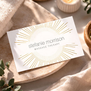 Luxe Gouden Sunburst Massagetherapeut Logo Visitekaartje