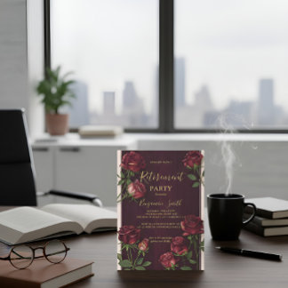 Luxe Gouden Tekst Donker Houten Roos Pensioen Uitn Kaart