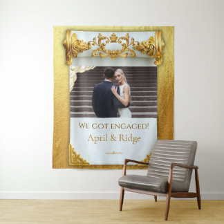 Luxe Gouden Trouwfeest Achtergrond Tapijt Wandkleed