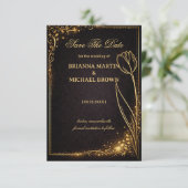 Luxe Gouden Tulp Schittering Save The Date (Staand voorkant)