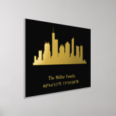 luxe gouden US skyline lengtegraad breedtegraad L Folie Afdrukken (Laagn)