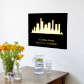 luxe gouden US skyline lengtegraad breedtegraad L Folie Afdrukken (Laag (Keuken))