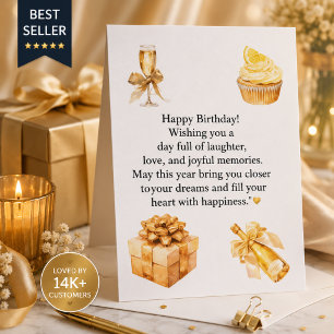 Luxe gouden verjaardagskaart voor haar Elegante Briefkaart