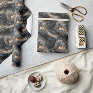 Luxe Gouden Vloeibare Golven van Houtskool Cadeaupapier
