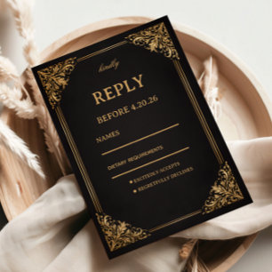 Luxe Gouden Weelderige Elegantie RSVP Kaartje