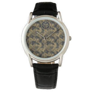 Luxe gouden zakelijk logo elegant marineblauw op m horloge