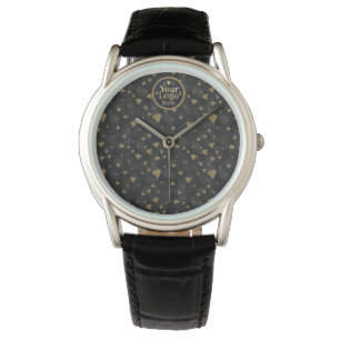 Luxe gouden zakelijk logo elegante marineblauwe ma horloge