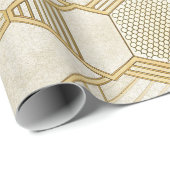 Luxe Gouden Zeshoek Patroon - Marmer Textuur 2 Cadeaupapier (Rol Hoek)