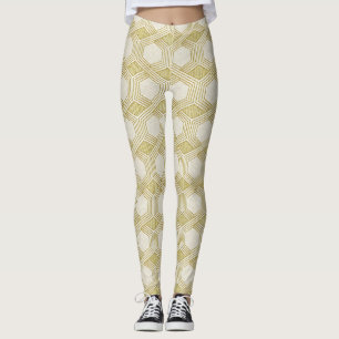 Luxe Gouden Zeshoekpatroon - Marmerstructuur Leggings