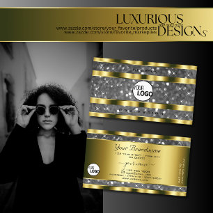 Luxe gouden zilveren glitter sterren toevoegen Log Visitekaartje