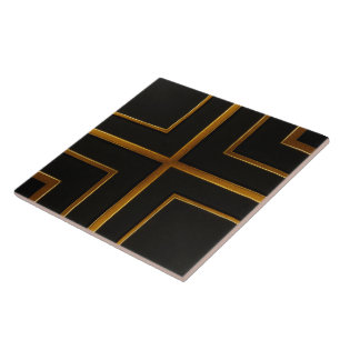 Luxe Gouden Zwarte Geometrische Balk Sierlijke Inl Tegeltje