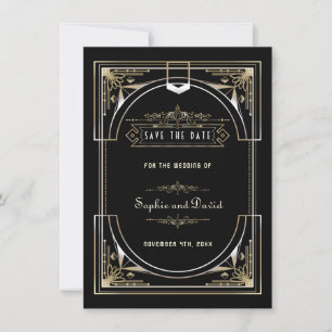 Luxe Gouden Zwarte Grote 20s Stijl Bruiloft Save The Date