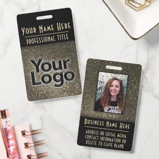 Luxe gouden & zwarte ID-badge-sjabloon Zakelijk Badge