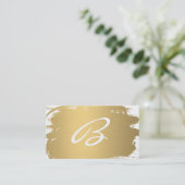 Luxe goudgeborstelde Fancy monogram Visitekaartje (Staand voorkant)