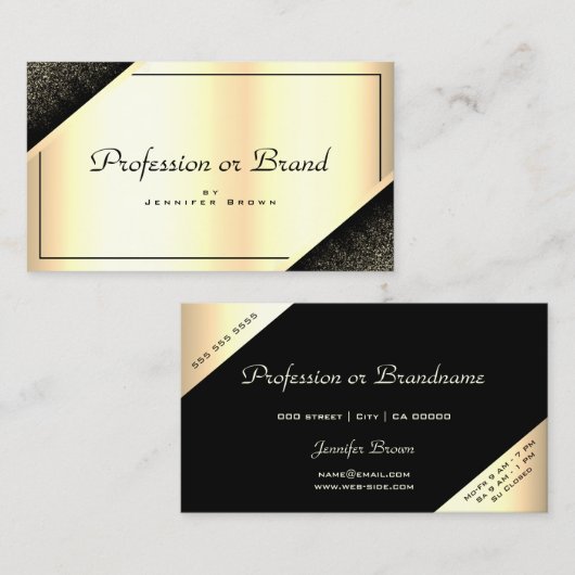 Luxe goudgradiënt Shimmer openingstijden Visitekaartje (Voorkant / Achterkant)