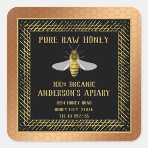  Luxe goudhoningbijen/bijenbijen/boerderij Vierkante Sticker