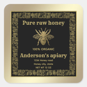  Luxe goudhoningbijen/bijenbijen/boerderij Vierkante Sticker
