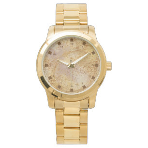 Luxe goudkleur, roze goud patroon, klassiek horloge