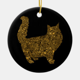 Luxe goudkleurige metalen folie kat keramisch ornament
