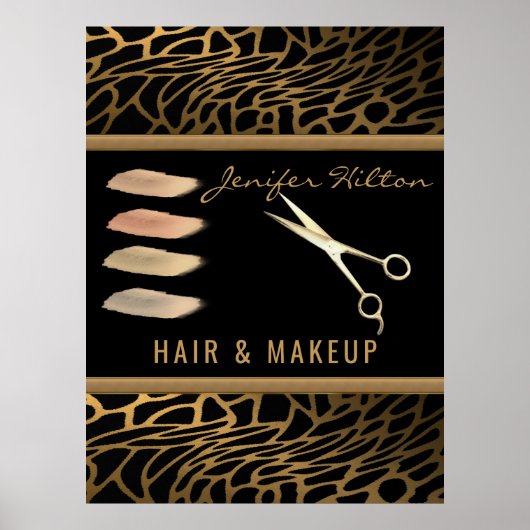 Luxe goudluiharen en make-upsalon poster (Voorkant)