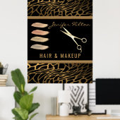 Luxe goudluiharen en make-upsalon poster (Thuiskantoor)